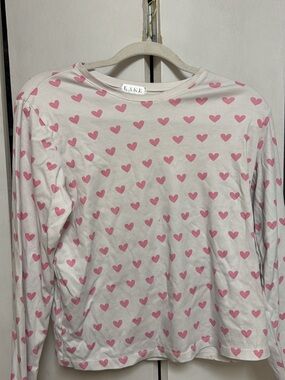 LAKE Pink Heart Print Long Sleeve Tee with Shorts
